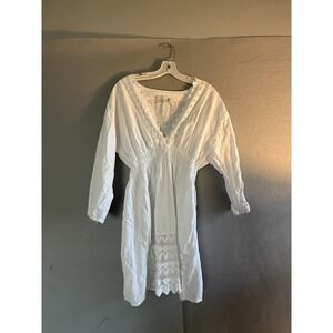 Seaspice Resort Dress Large White Crochet Lace Smocked V Neck Sundress Peru